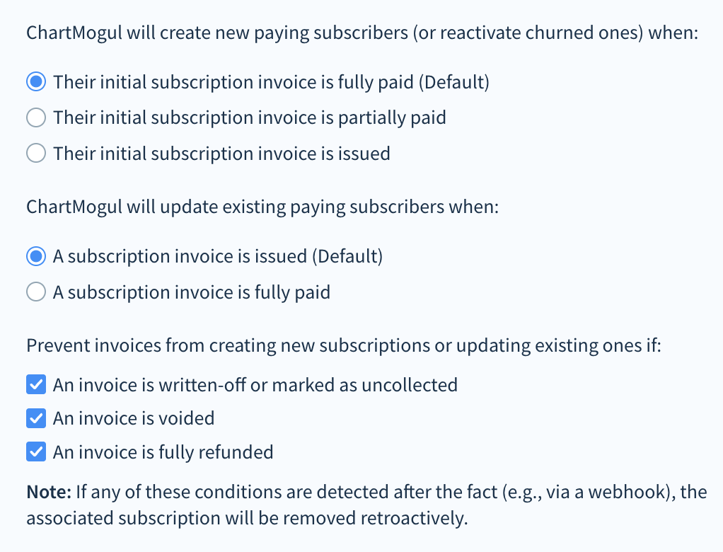 Screenshot of the invoice handling settings as described here.