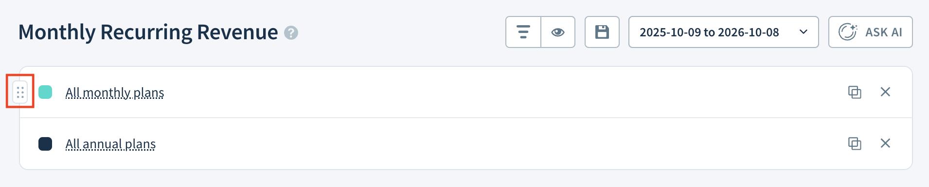 Screenshot showing the drag handle of a segment