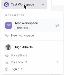 The workspace menu with switch and New workspace options