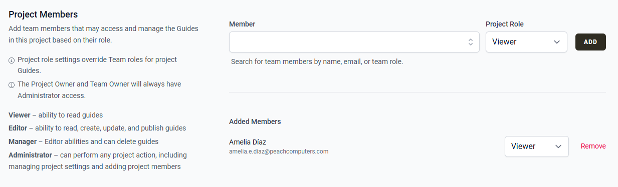 The Edit Project page showing the Project Members section.