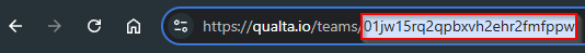 The browser address bar with the Team ID.