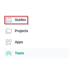 The Guides link in the main navigation menu.
