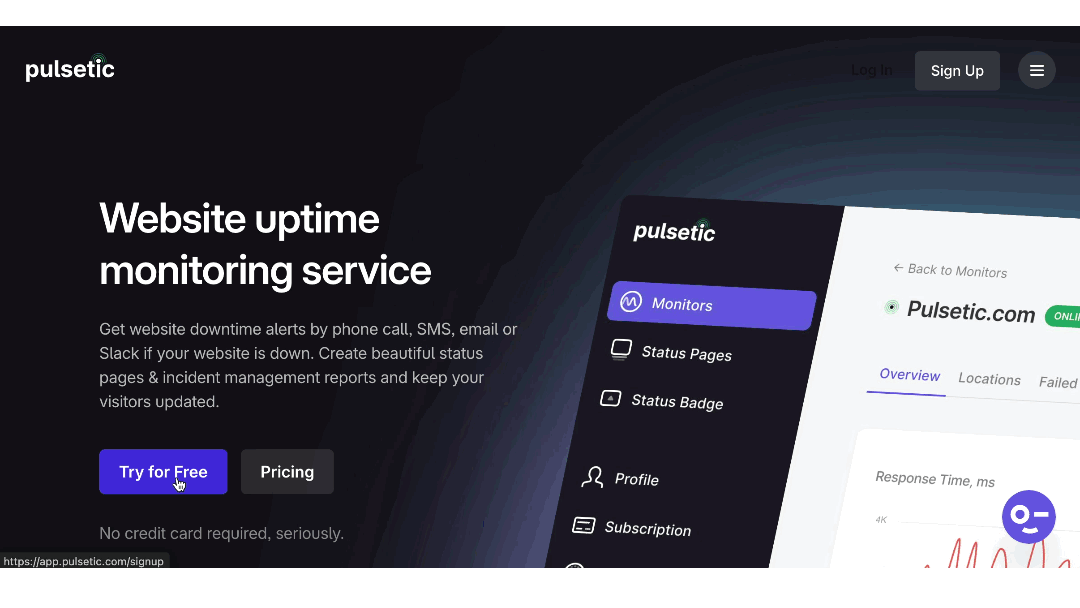 Pulsetic sign-up process