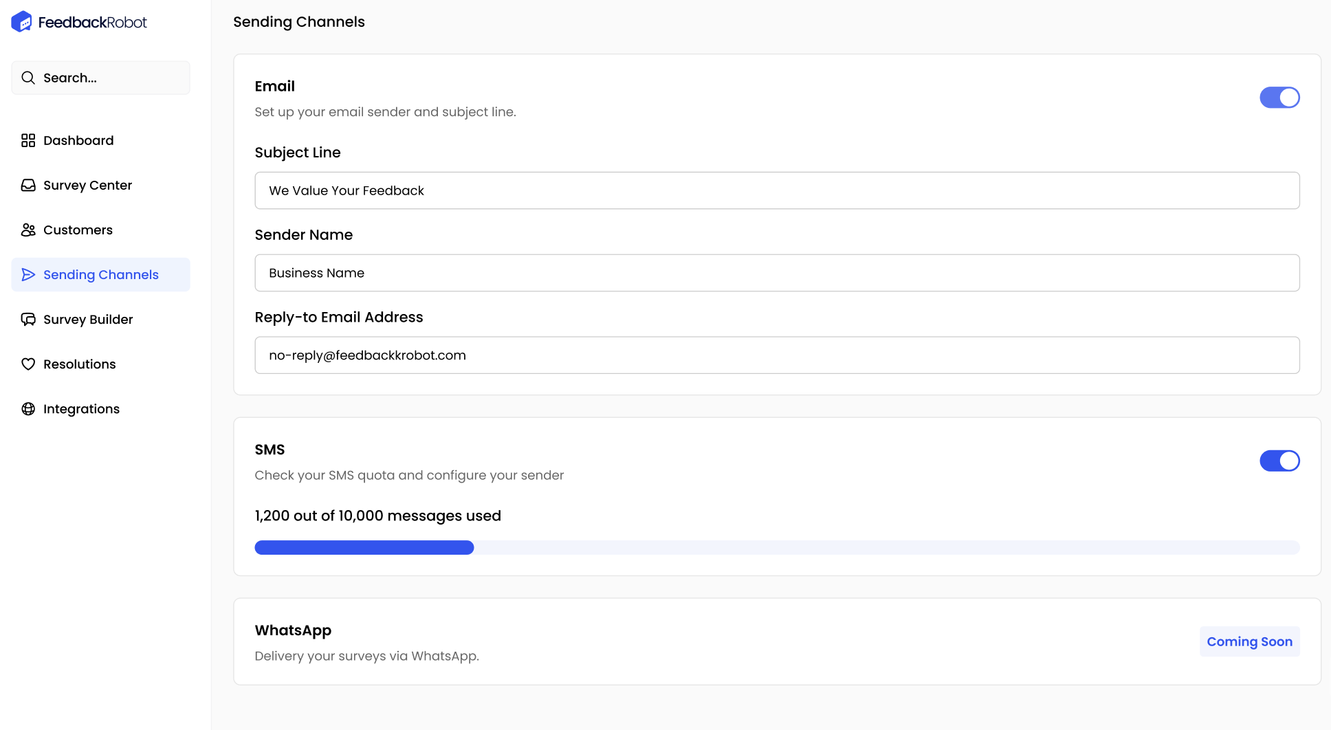 FeedbackRobot’s WhatsApp survey