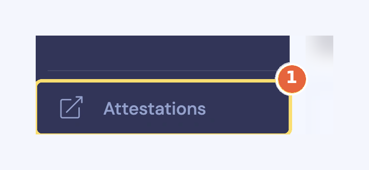 Capture du bas du menu de gauche du logiciel : le lien Attestations (1).