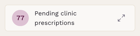 Pending clinic prescriptions card on the home screen