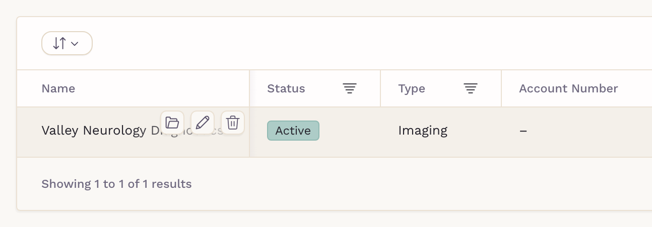 Pencil icon on the provider’s row in Diagnostic providers
