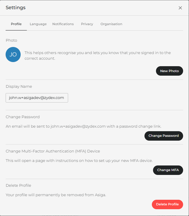 Profile tab