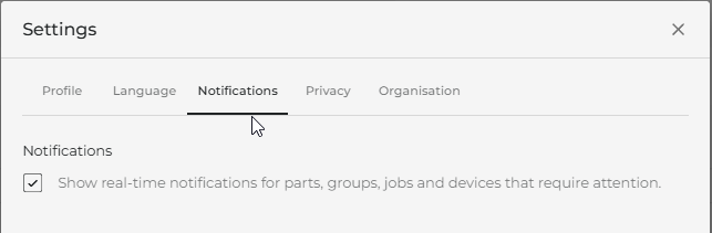 Notifications tab