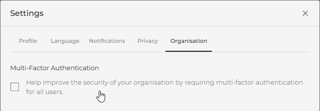 Organisation tab