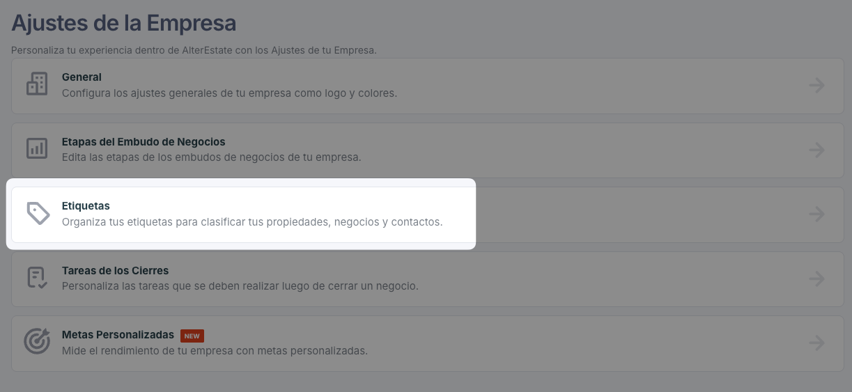 Etiquetas en alterestate