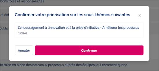 Confirmation de la priorisation