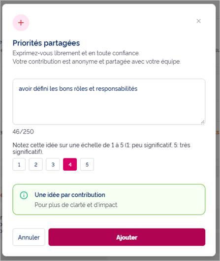 Fenêtre de saisie d’une idée