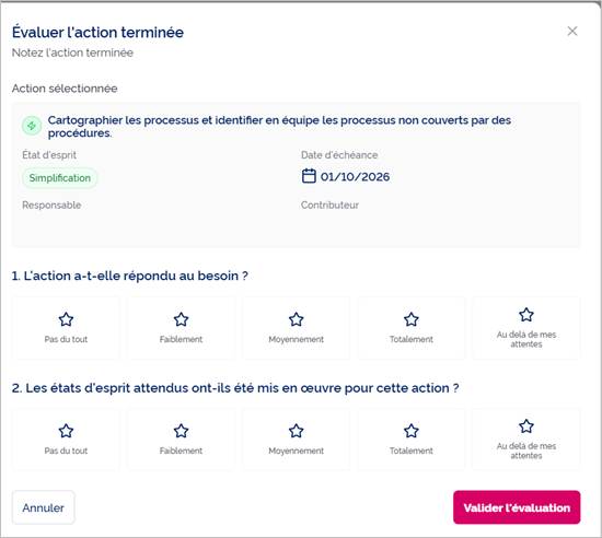 Évaluer l’action terminée