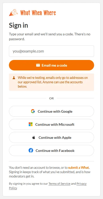 The sign-in page