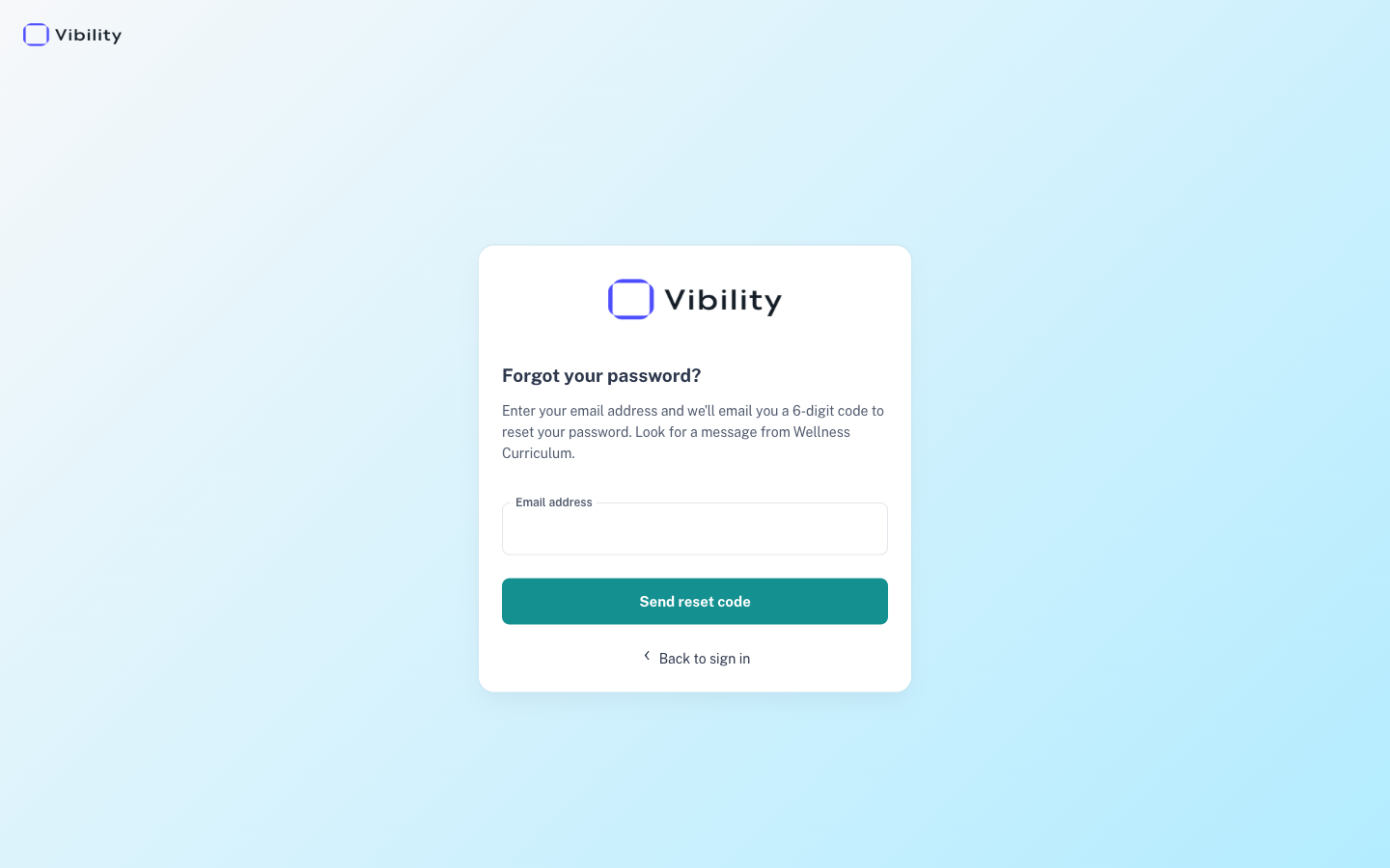 The Forgot your password? page with the Send reset code button