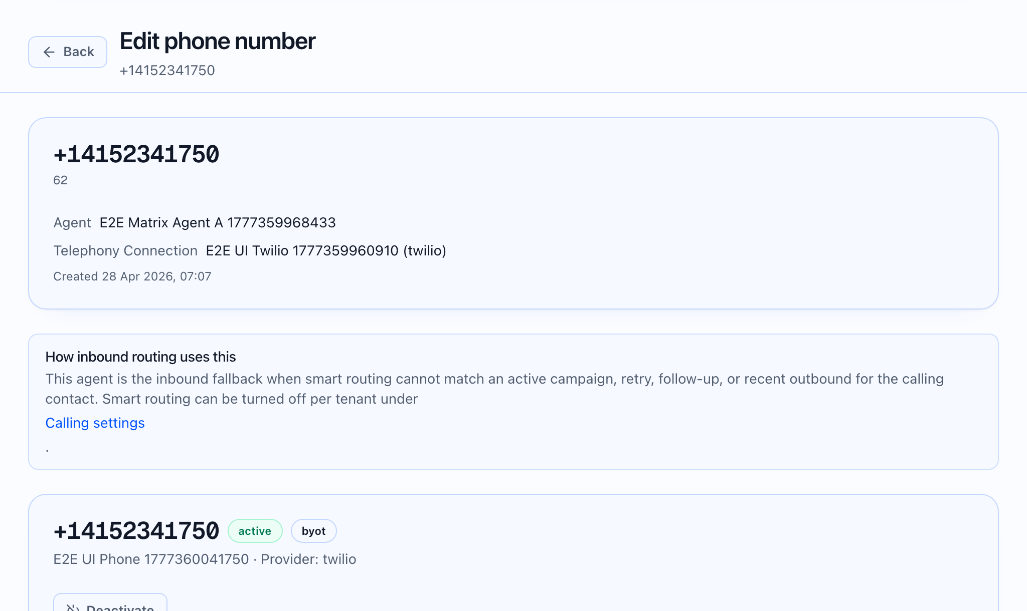 Campaign setup showing a rotated number pool.