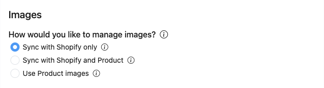 Shopify image options with Sync with Shopify only selected