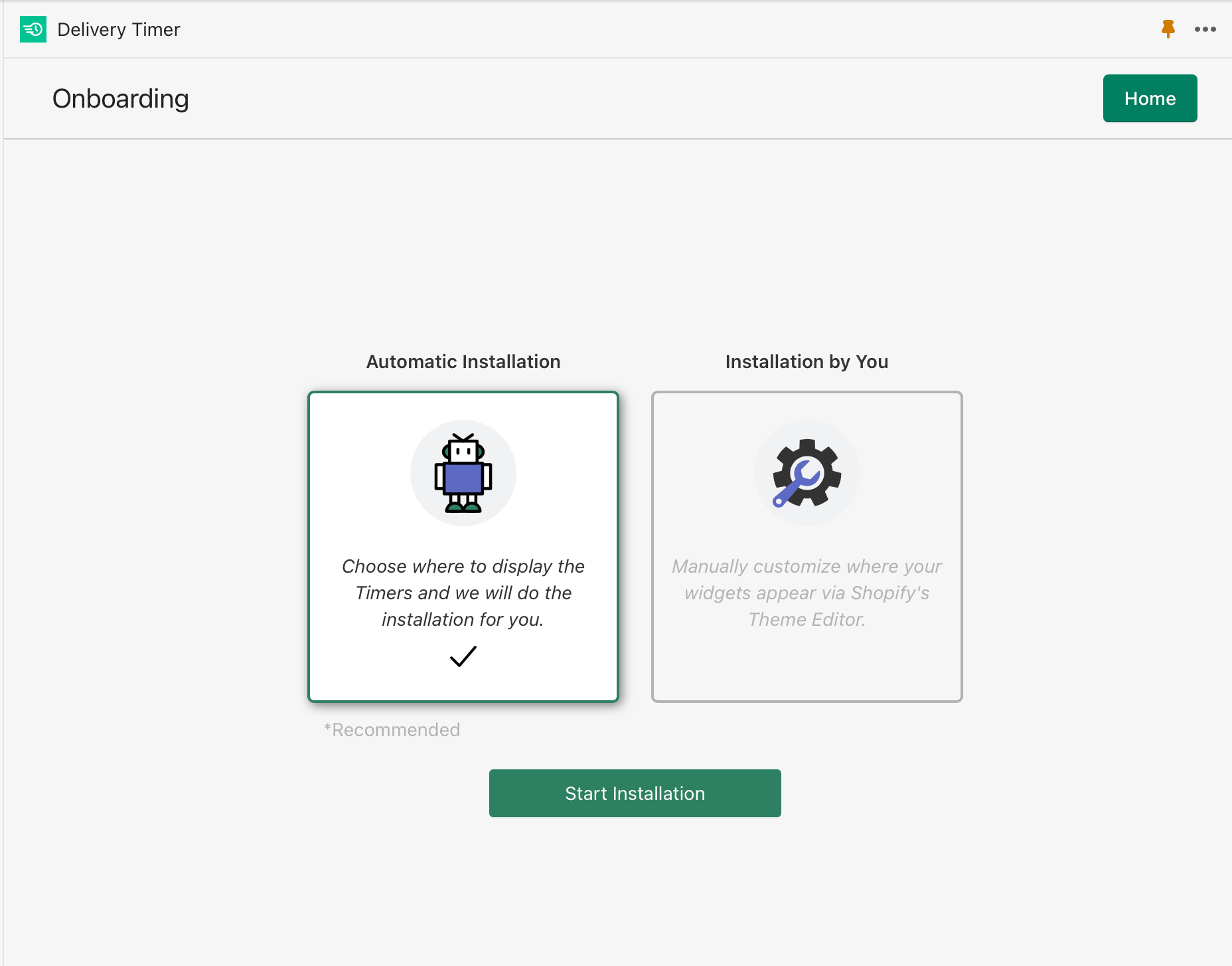 Install Delivery Timer