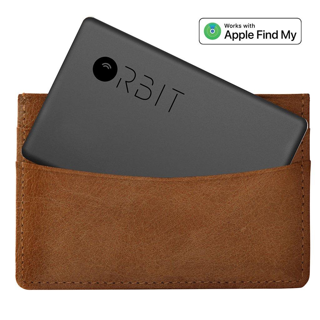 Orbit Card in a card slot of a leather wallet