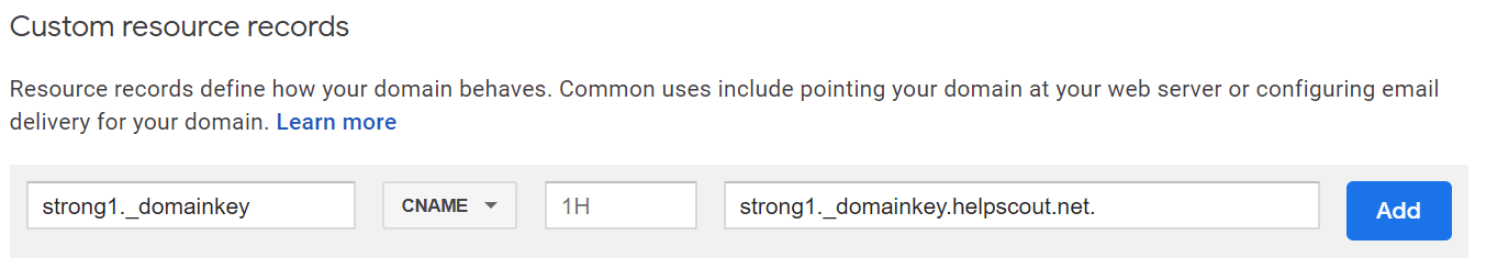 Screenshot of Google Domains settings.