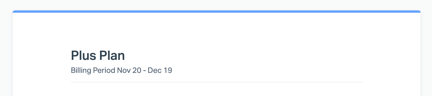 A white page with a blue top border that says 