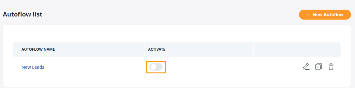 Under the Autoflow list section, the Activate slider is set to grey.