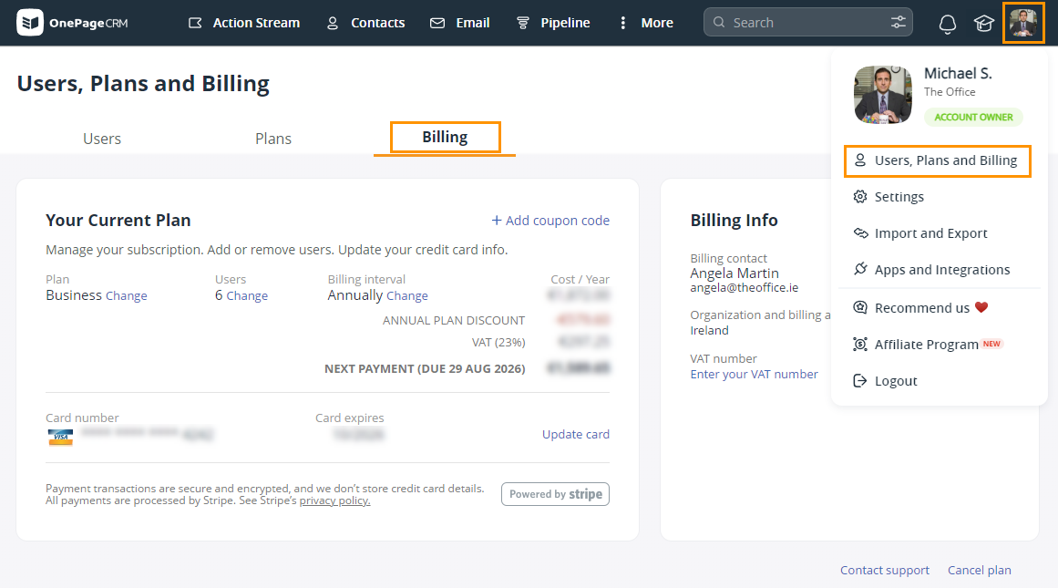 manage crm billing