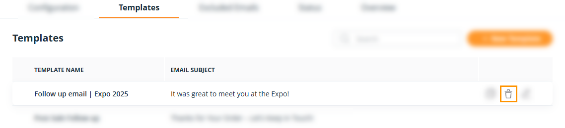 Email template | Delete email template