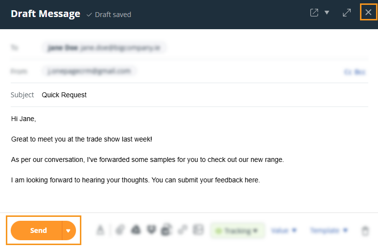 Email drafts | Save or Send email draft