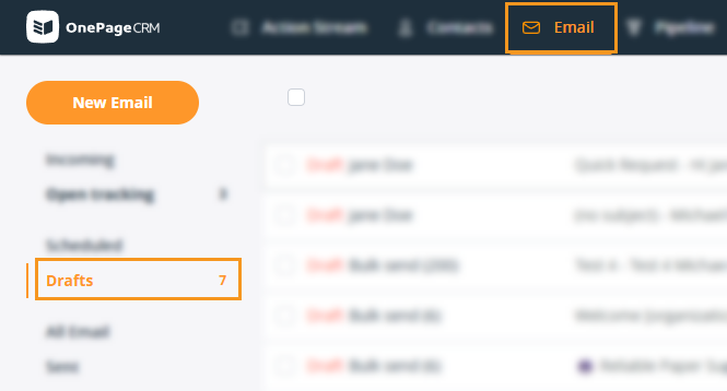 Email page | Drafts folder
