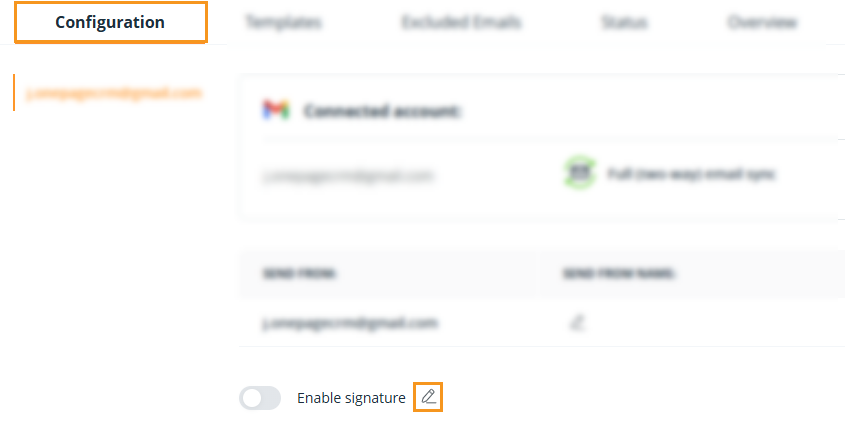 Email configuration | Add signature l click on pencil icon