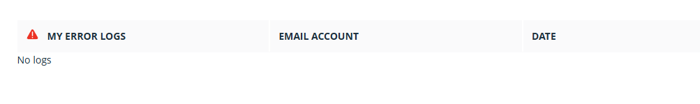 Email page | Status tab | My Error logs