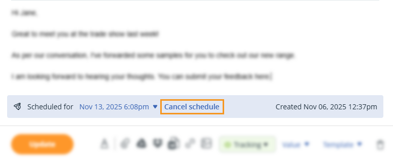 Message Editor | Cancel schedule