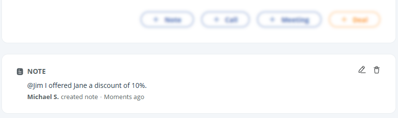 Contact Page | note created