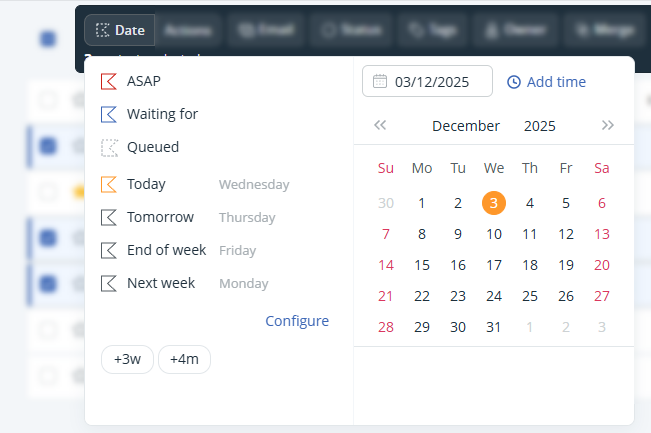 reschedule crm tasks in bulk
