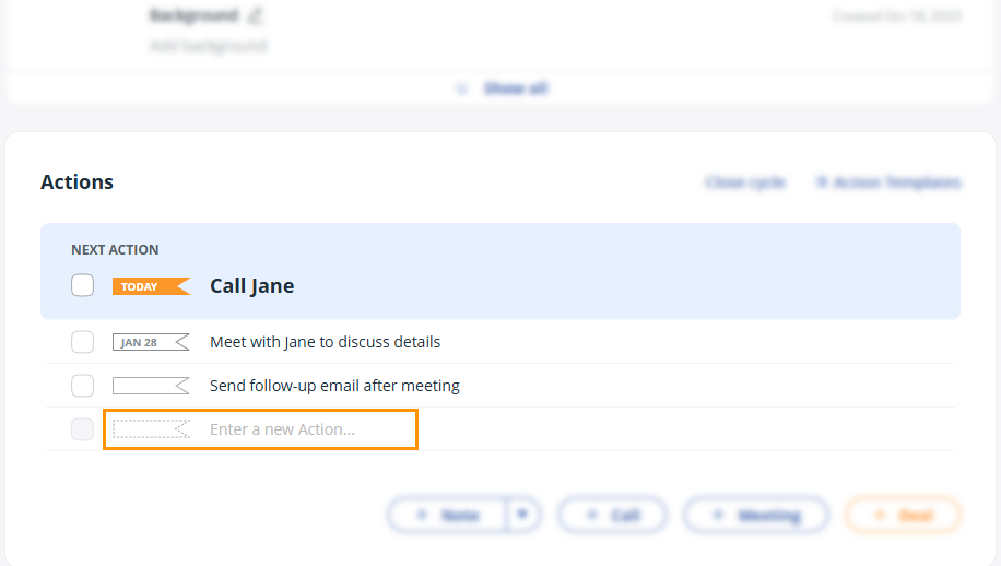 Contact profile | add new action