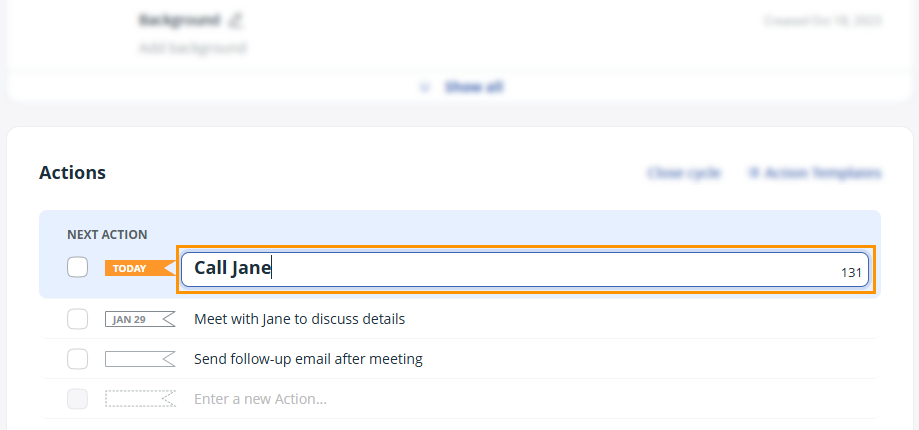 Contact profile | edit action