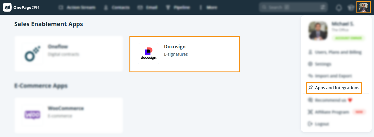 Apps and Integrations page | DocuSign