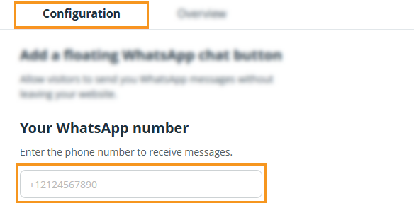 Configuration page | Add WhatsApp number in the provided field.