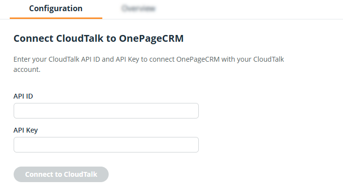 CloudTalk configuration tab