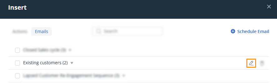 Contact profile | Insert pop-up | edit email template