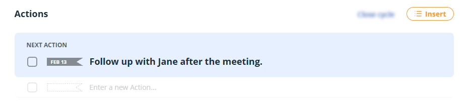 Contact profile | Action assigned