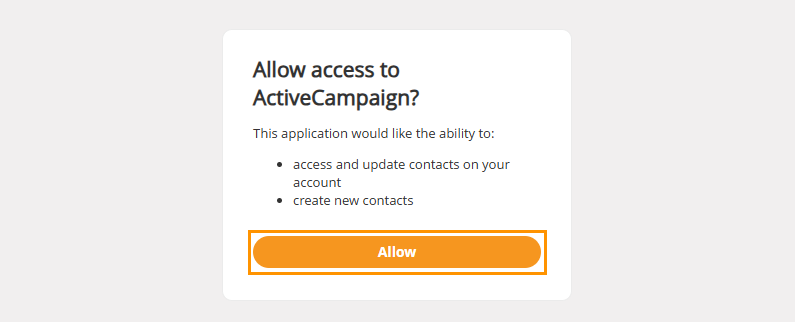 ActiveCampaign l Allow access