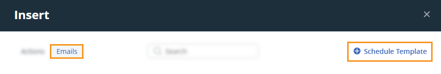 Insert pop-up | Email tab | Schedule Template