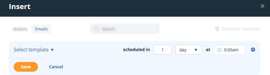 Select email templates to create a scheduled email template