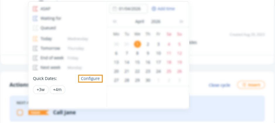 Contact Profile | date flag | configure quick dates