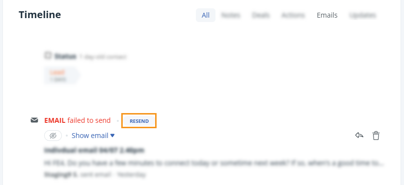 OnePageCRM | Contact Timeline | Resend