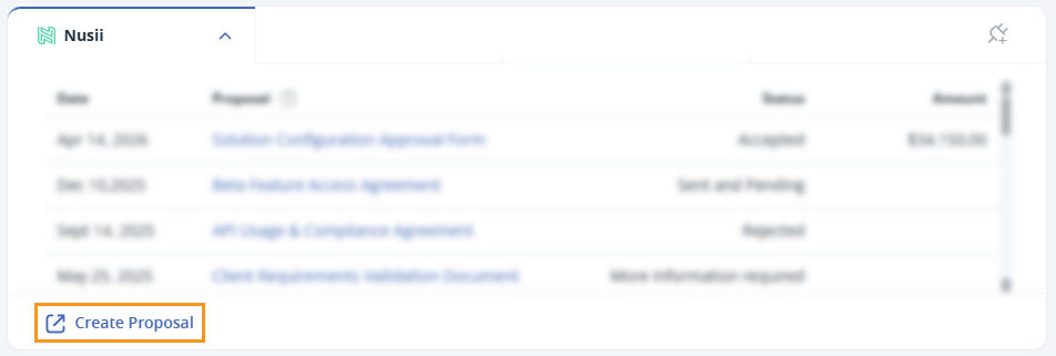 Nusii Widget expanded | Create Proposal