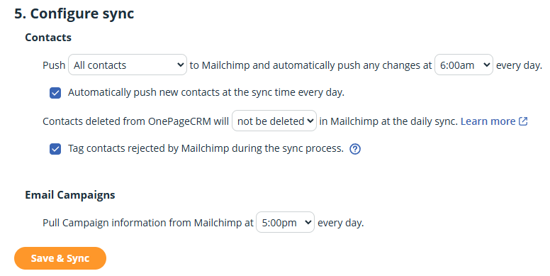Mailchimp Configuration | Step 5